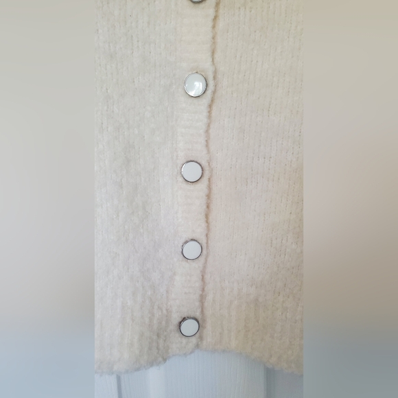 Cream Button-Up Women Sweater - Picture 2 of 5